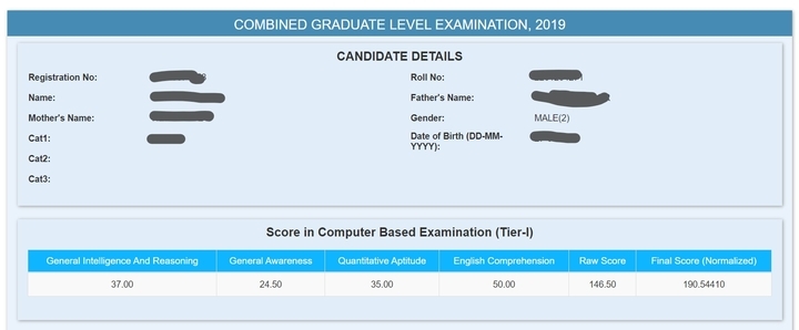 SSC CGL Tier 1 Marks 2019-2020 Released: Check SSC CGL Scorecard ...