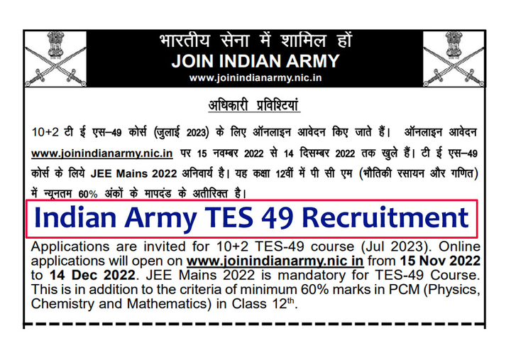 Indian Army TES Recruitment 2022: Notification, Exam Date, Vacancy
