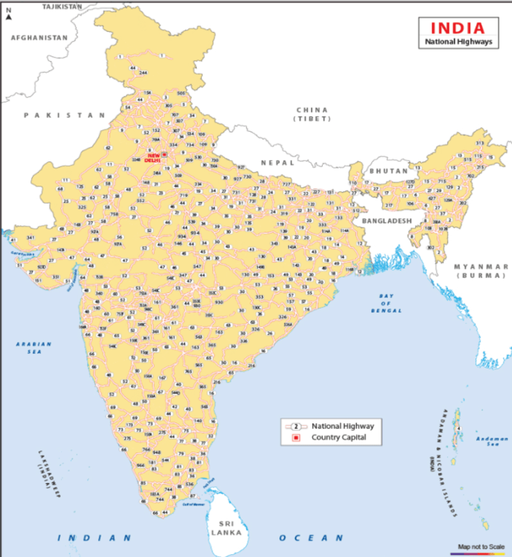 National Highways in India Map