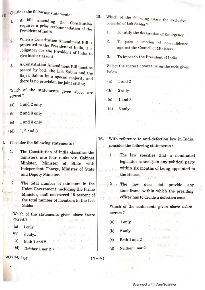 UPSC Polity Previous Year Questions