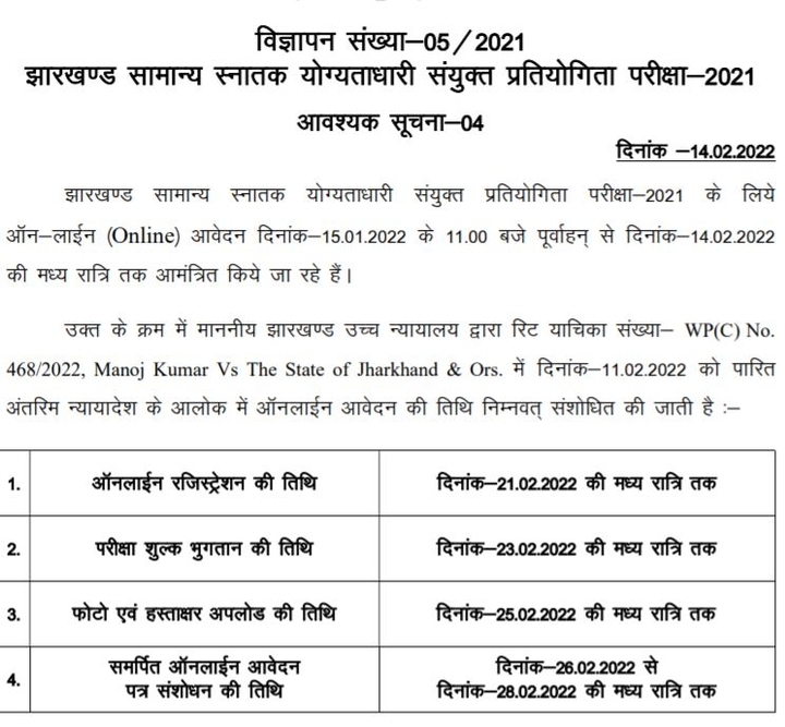 jssc cgl apply online date revised
