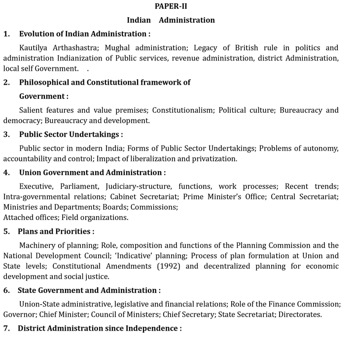 Public Administration Syllabus for UPSC