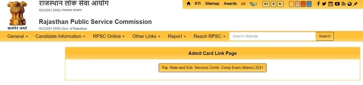 RPSC RAS mains admit card 