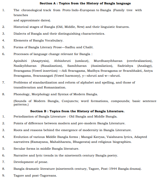 UPSC Bengali Optional Syllabus