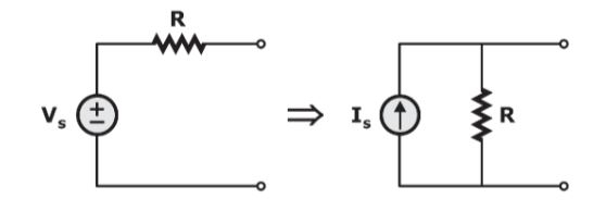 Practical Voltage Source into Practical Current Source
