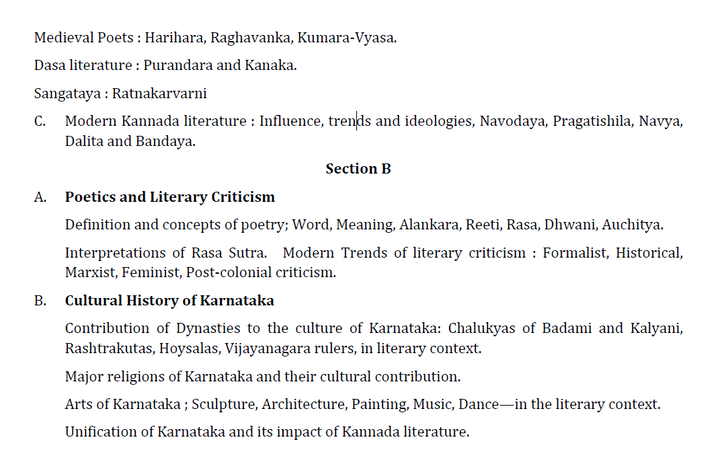 Kannada Literature Syllabus for UPSC Paper-1