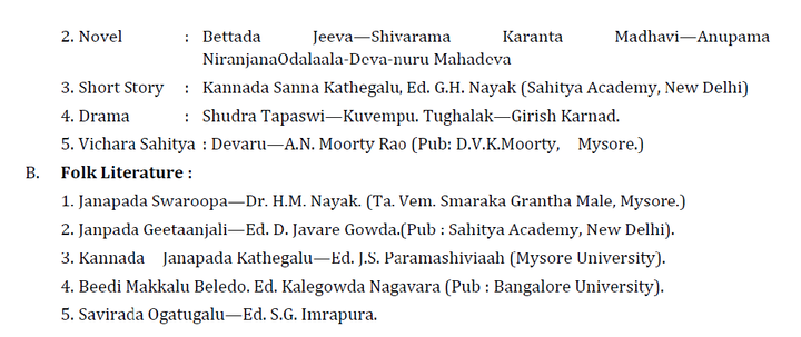 Kannada Literature Syllabus for UPSC Paper-2