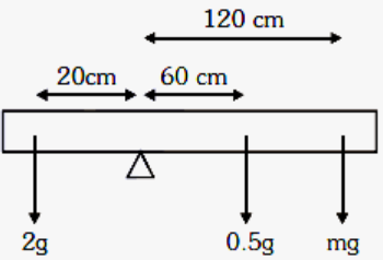 A uniform rod of length 200 cm and mass 500 g_1