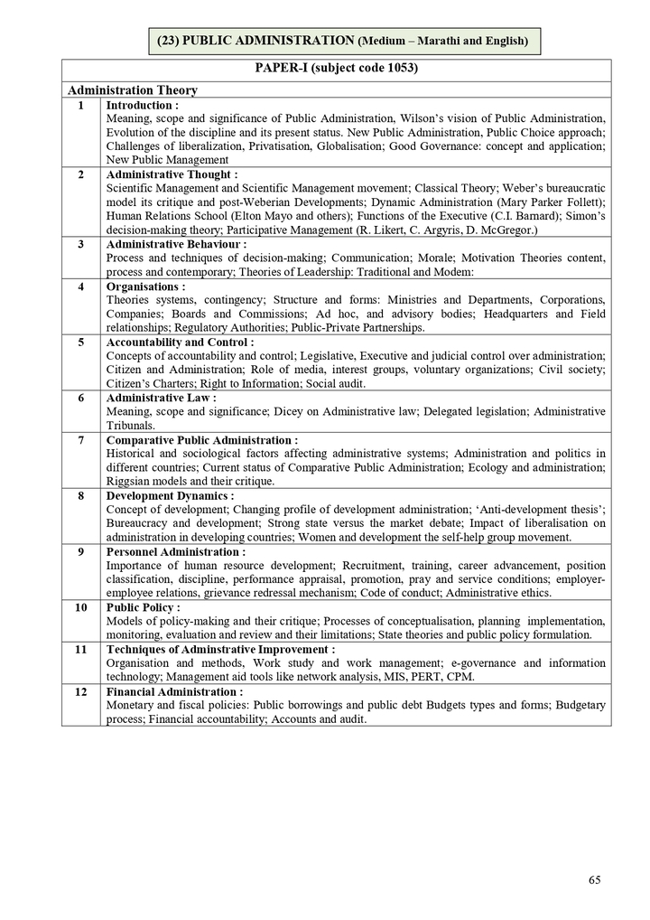 MPSC Public Administration Syllabus 2023, Download Paper 1 & 2 Syllabus PDF in Marathi & English