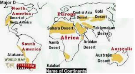 Where is the Sahara desert located in the following countries/continents