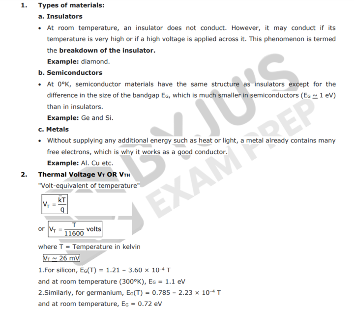 Electrinic devices formula sheet